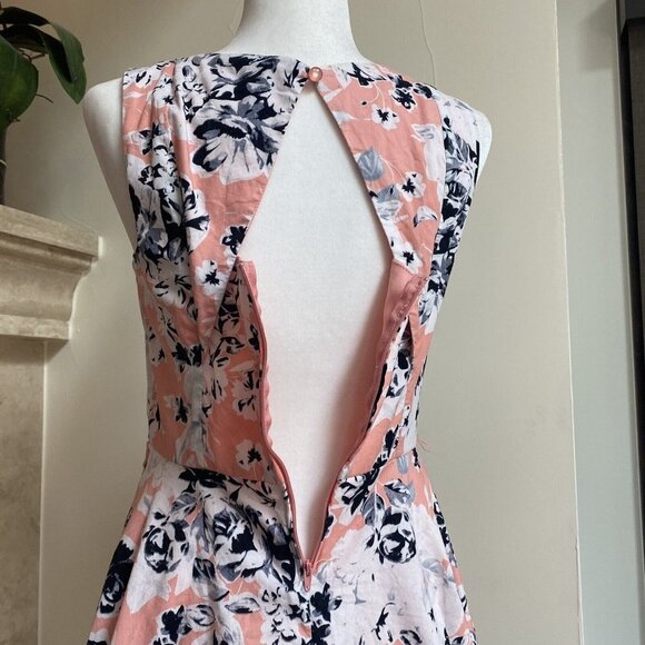 Bailey Blue Pink Floral Print Sleeveless Fit Flare Women Size Large Mini Dress - Picture 9 of 16